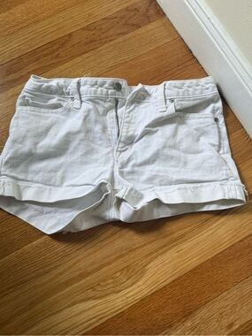 GAP White Denim Roll-Cuff Jean Shorts